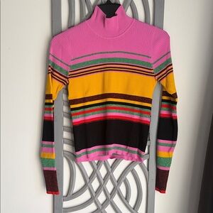 Diane Von Furstenberg Vibrant Striped Turtleneck Sweater